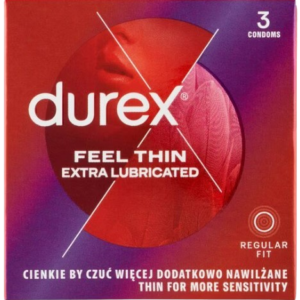 Durex Feel Thin Extra Lubricated – tenké kondómy (3ks)