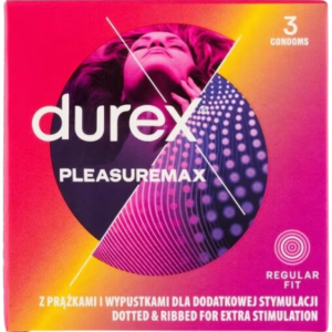 Durex Pleasuremax – vrúbkované kondómy (3 ks)
