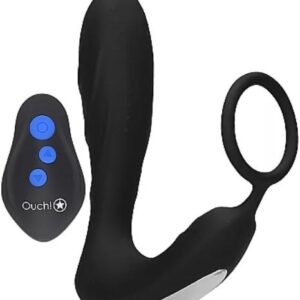 Análny kolík pre elektrosex Load of Pleasure s erekčným krúžkom a diaľkovým ovládaním (14,5 cm)