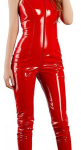 Červený overal Vinyl Jumpsuit, S
