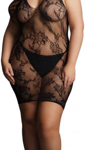 Plus size sieťované šaty Black Angel