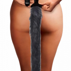 Vibračný análny kolík s diaľkovým ovládaním Furry Fox (53,3 cm), šedý