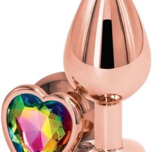Análny kolík s diamantom Rose Gold Heart, stredný