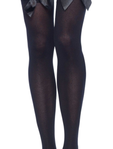 Leg Avenue Nylon Thigh Highs with Bow 6255 Black