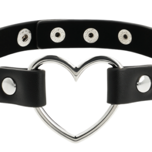 COQUETTE CHIC DESIRE - VEGAN LEATHER CHOKER WITH HEART