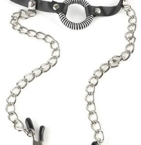 Svorky na bradavky s krúžkom O-Ring Gag Nipple Clamps