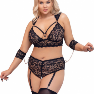 Plus size krajkový komplet Seductive Bondage, XXL
