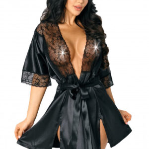 Čierny župan Satin Seduction, L–XL