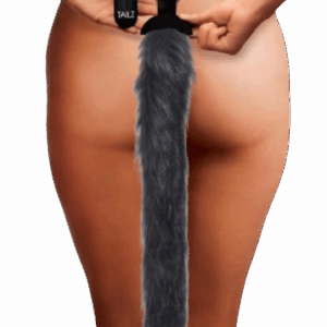 Vibračný análny kolík s diaľkovým ovládaním Furry Fox (53,3 cm), šedý