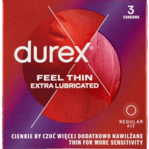Durex Feel Thin Extra Lubricated – tenké kondómy (3ks)
