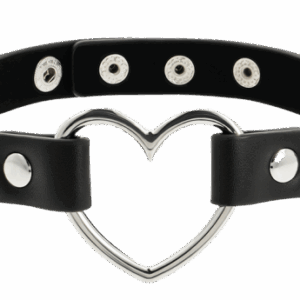 COQUETTE CHIC DESIRE - VEGAN LEATHER CHOKER WITH HEART