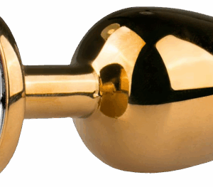 Easytoys Metal No.1 análne dildo s bielym kužeľom zlaté 2,5 cm