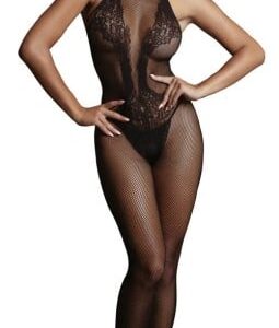 Le Désir Fishnet and Lace Bodystocking DES026 Black