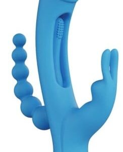 TRILUX Kinky Finger Rabbit Vibrator with Anal Beads Blue