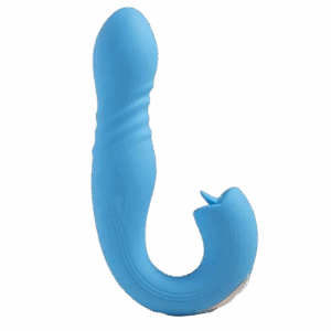 JOI THRUST 2  Pressure Sensing App Controlled Thrusting G-spot Vibrator & Tongue Clit Licker Blue