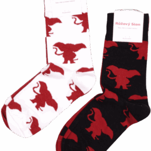 Merch – hravé slonie ponožky čierne Růžový Slon (3 ks), M