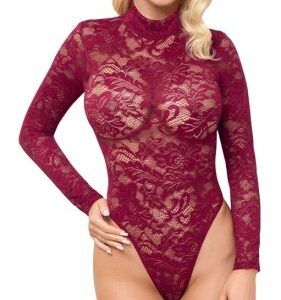 Lace bodysuit red M