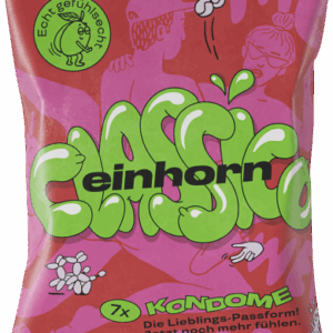 Einhorn Condoms: CLASSICO, 7 vegan condoms in the chips bag