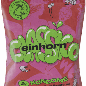 Einhorn Condoms: CLASSICO, 3 vegan condoms in the chips bag