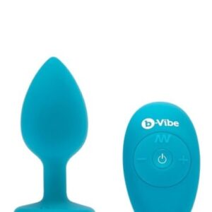 b-Vibe Vibrating Jewel análny kolík S/M tyrkysový