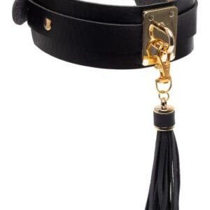 Kinky Diva obojok s strapcami na dráždenie čierny/zlatý