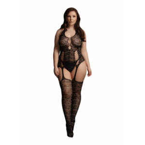 Punčochový overal s čipkovým vzorom - Plus Size