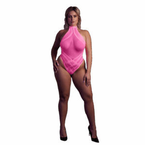 Body s krčným závesom - Veľká veľkosť - Neonovo Ružová