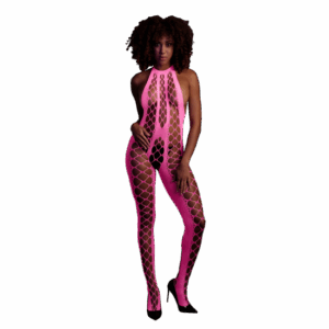 Bodystocking s halterneckom - Univerzálna veľkosť - Neónová ružová
