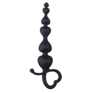 EASYTOYS ANAL COLLECTION Čierne análne korálky s rukoväťou v tvare srdca