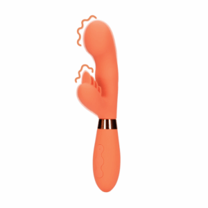 Silikónový Rabbit vibrátor s vrúbkovaným stimulátorom klitorisu - Glazed Carrots