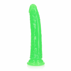 Tenké realistické dildo so sacou základňou - Svietiace v tme - 20 cm