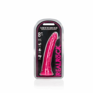 Tenké realistické dildo so základňou na prísavku - Svietiace v tme - 20 cm