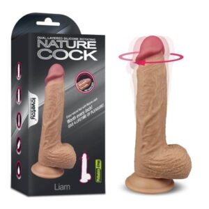 Dvojvrstvový silikónový rotačný realistický penis Liam v telovej farbe