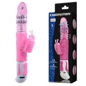 Rotačný vibrátor Fascination s králikovým stimulátorom, ružový