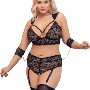 Plus size krajkový komplet Seductive Bondage, XXL