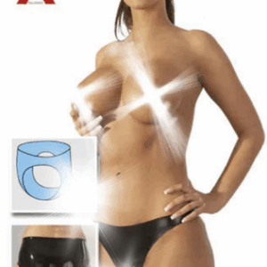 LateX nohavičky s vonkajším penisom Blackie I (16 cm)